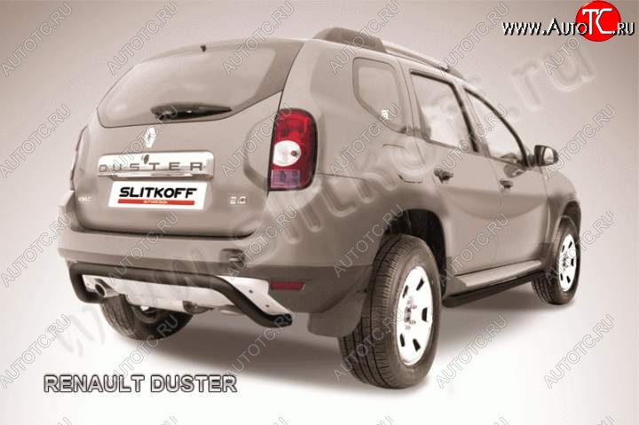 7 999 р. Защита задняя Slitkoff  Renault Duster  HS (2010-2015) дорестайлинг (Цвет: серебристый)  с доставкой в г. Краснодар