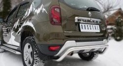 12 799 р. Защита заднего бампера (Ø63 мм волна, нержавейка) SLITKOFF Renault Duster HS рестайлинг (2015-2021)  с доставкой в г. Краснодар. Увеличить фотографию 2