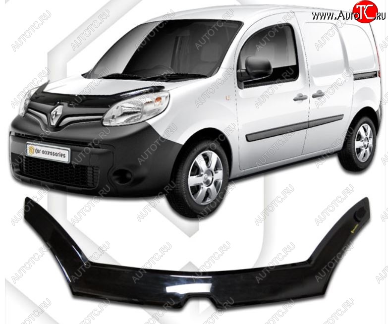 2 599 р. Дефлектор капота CA-Plastiс exclusive  Renault Kangoo  KW0 (2013-2016) рестайлинг (Classic черный, Без надписи)  с доставкой в г. Краснодар