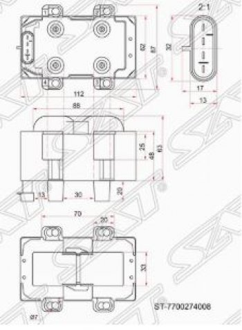 1 869 р. Катушка зажигания (K7J / M) SAT (модуль)  Renault Kangoo  KC - Sandero Stepway  (BS)  с доставкой в г. Краснодар. Увеличить фотографию 2