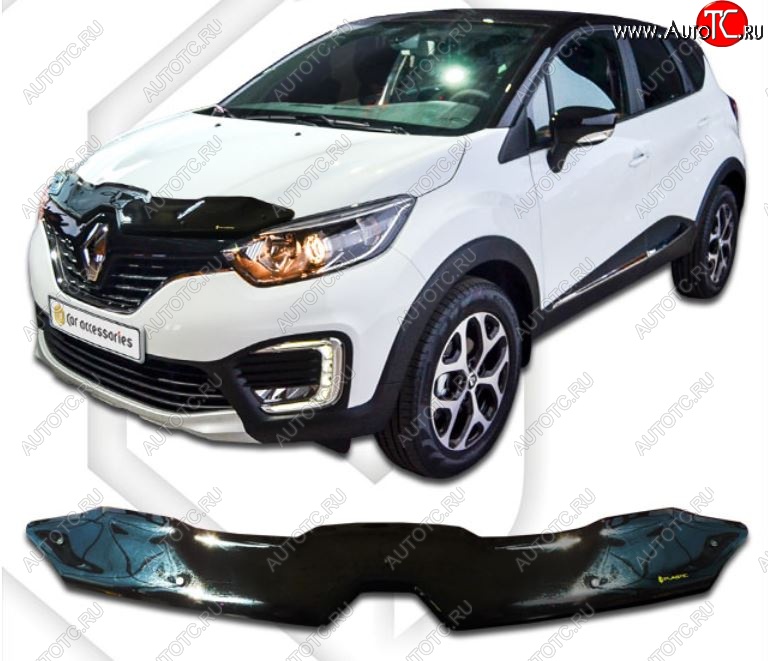 2 099 р. Дефлектор капота CA-Plastiс  Renault Kaptur (2016-2025) дорестайлинг, рестайлинг (Classic черный, Без надписи)  с доставкой в г. Краснодар