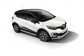 Порожки для ног из трубы Ø51 с алюминиевой площадкой Petroil Tuning Renault Kaptur дорестайлинг (2016-2020) ()