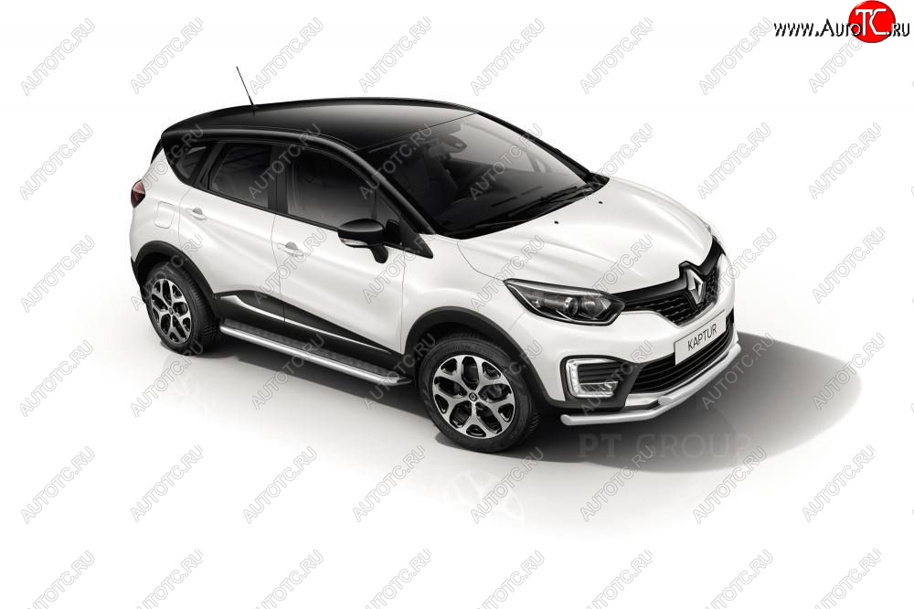 25 999 р. Порожки для ног из трубы Ø51 с алюминиевой площадкой Petroil Tuning Renault Kaptur дорестайлинг (2016-2020) (Нержавеющая полированная сталь)  с доставкой в г. Краснодар