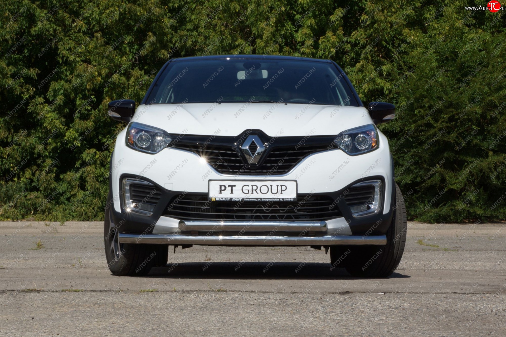 22 349 р. Защита переднего бампера двойная из труб d63/63 мм Petroil Tuning Renault Kaptur дорестайлинг (2016-2020) (Нержавеющая полированная сталь)  с доставкой в г. Краснодар