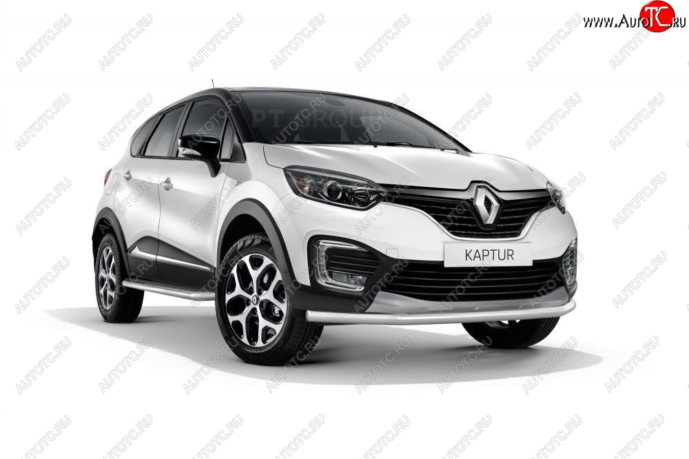 16 849 р. Защита переднего бампера одинарная из трубы d63 мм Petroil Tuning Renault Kaptur дорестайлинг (2016-2020) (Нержавеющая полированная сталь)  с доставкой в г. Краснодар