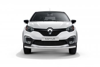 16 849 р. Защита переднего бампера одинарная из трубы d63 мм Petroil Tuning Renault Kaptur дорестайлинг (2016-2020) (Нержавеющая полированная сталь)  с доставкой в г. Краснодар. Увеличить фотографию 2