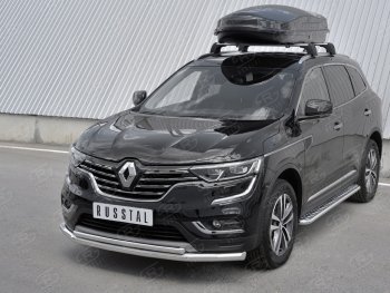 21 749 р. Защита переднего бампера (2 трубы Ø63 и 42 мм, нержавейка) SLITKOFF Renault Koleos 2 (2016-2025)  с доставкой в г. Краснодар. Увеличить фотографию 2