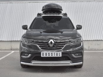 Защита переднего бампера (2 трубы Ø63 и 42 мм, нержавейка) SLITKOFF Renault Koleos 2 (2016-2025)