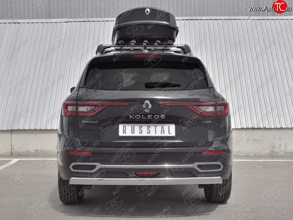 15 649 р. Защита заднего бампера (Ø75х42 мм, нержавейка) Russtal Renault Koleos 2 (2016-2024)  с доставкой в г. Краснодар