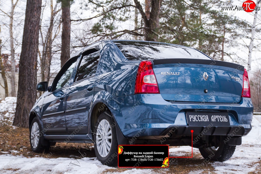 2 199 р. Диффузор на задний бампер RA  Renault Logan  1 (2010-2016) рестайлинг (Поверхность глянец (под окраску))  с доставкой в г. Краснодар