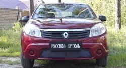 2 089 р. Защитная сетка решетки переднего бампера РА Renault Sandero (BS) (2009-2014)  с доставкой в г. Краснодар. Увеличить фотографию 2