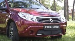 2 069 р. Защитная сетка решетки переднего бампера (с ДХО) РА Renault Sandero (BS) (2009-2014)  с доставкой в г. Краснодар. Увеличить фотографию 2