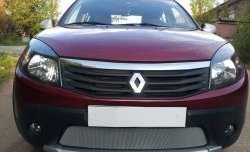 1 539 р. Сетка на бампер Russtal (хром) Renault Sandero Stepway (BS) (2010-2014)  с доставкой в г. Краснодар. Увеличить фотографию 2