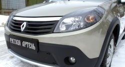 1 049 р. Зимняя заглушка решетки переднего бампера РА  Renault Sandero Stepway  (BS) (2010-2014)  с доставкой в г. Краснодар. Увеличить фотографию 2