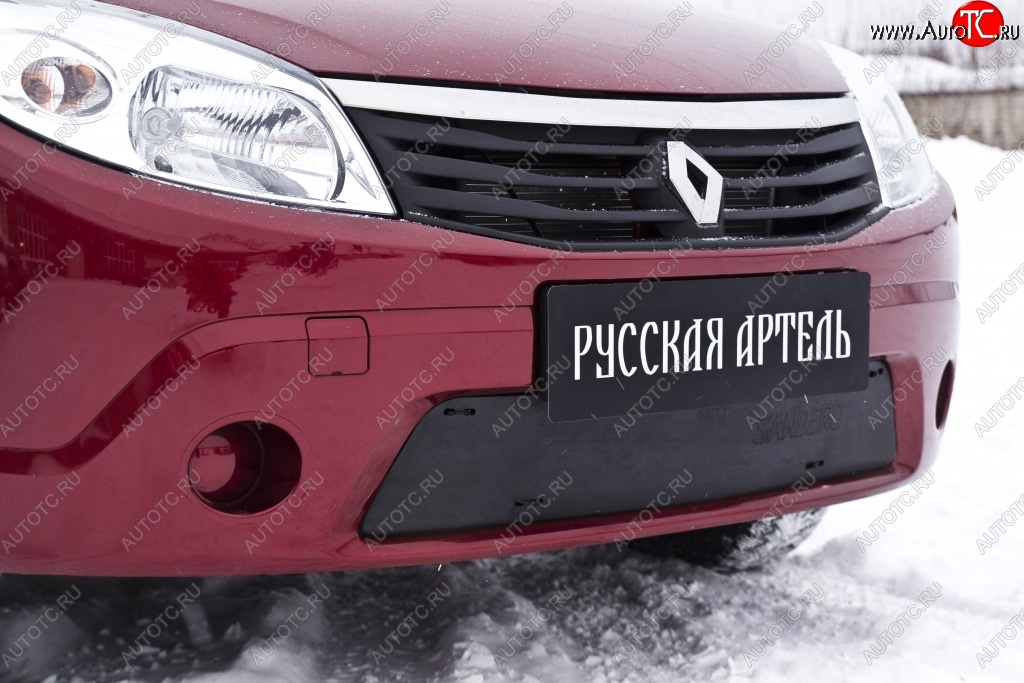 1 099 р. Зимняя заглушка решетки переднего бампера РА  Renault Sandero  (BS) (2009-2014)  с доставкой в г. Краснодар