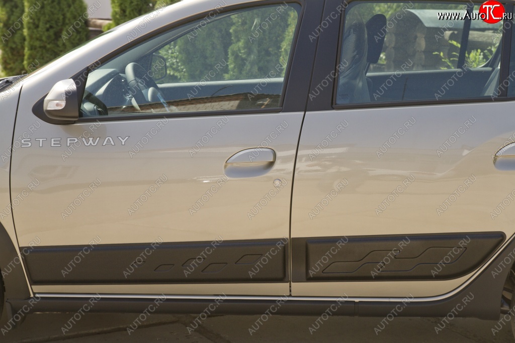 4 699 р. Молдинги дверей RA (комплект)  Renault Sandero  (B8) - Sandero Stepway  (B8) (Поверхность глянец (под окраску), Неокрашенные)  с доставкой в г. Краснодар