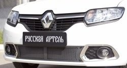 2 459 р. Защитная сетка решетки переднего бампера РА Renault Sandero (B8) дорестайлинг (2014-2018)  с доставкой в г. Краснодар. Увеличить фотографию 1