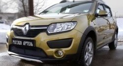 2 079 р. Защитная сетка решетки переднего бампера РА Renault Sandero Stepway (B8) дорестайлинг (2014-2018)  с доставкой в г. Краснодар. Увеличить фотографию 2