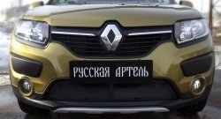 2 079 р. Защитная сетка решетки переднего бампера РА Renault Sandero Stepway (B8) дорестайлинг (2014-2018)  с доставкой в г. Краснодар. Увеличить фотографию 3