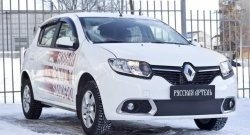 1 129 р. Зимняя заглушка решетки переднего бампера РА  Renault Sandero  (B8) (2014-2018) дорестайлинг  с доставкой в г. Краснодар. Увеличить фотографию 3