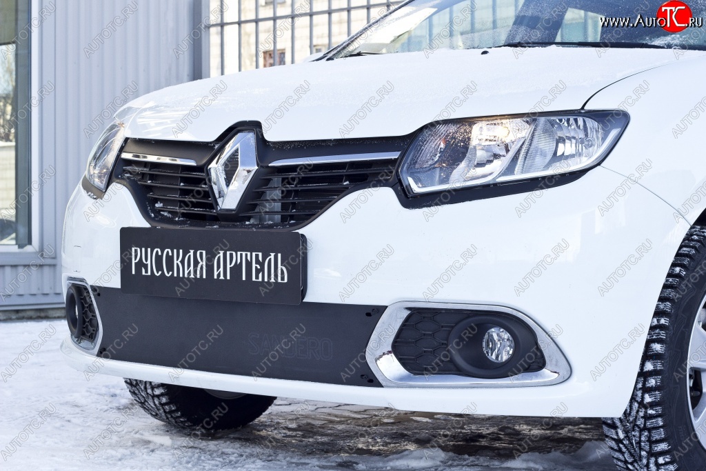 1 129 р. Зимняя заглушка решетки переднего бампера РА  Renault Sandero  (B8) (2014-2018) дорестайлинг  с доставкой в г. Краснодар