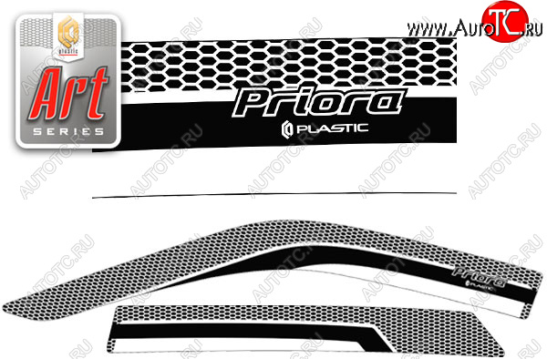 2 159 р. Ветровики дверей CA-Plsastic  Лада Приора  2172 (2008-2014) хэтчбек дорестайлинг (Серия Art белая, без хром. молдинга)  с доставкой в г. Краснодар