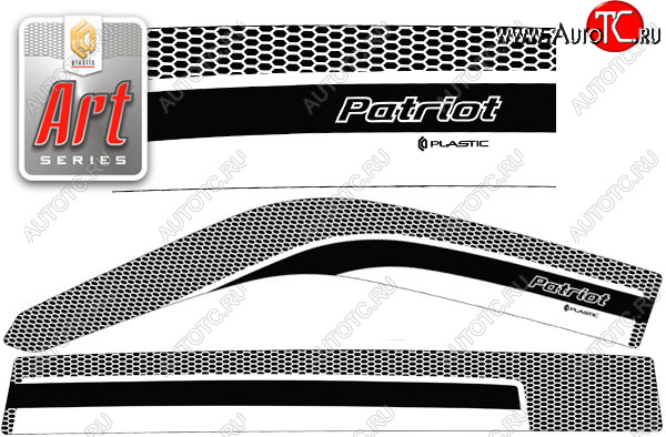 2 299 р. Ветровики дверей CA-Plastic  Уаз Патриот  3163 5 дв. (2005-2013) дорестайлинг (Серия Art черная, без хром. молдинга)  с доставкой в г. Краснодар