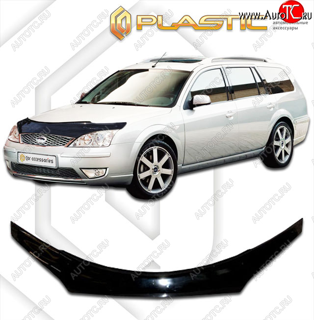 2 199 р. Дефлектор капота (exclusive) CA-Plastic  Ford Mondeo (2000-2007) Mk3,BWY дорестайлинг, универсал, Mk3,BWY рестайлинг, универсал (Classic чёрный, Без надписи)  с доставкой в г. Краснодар