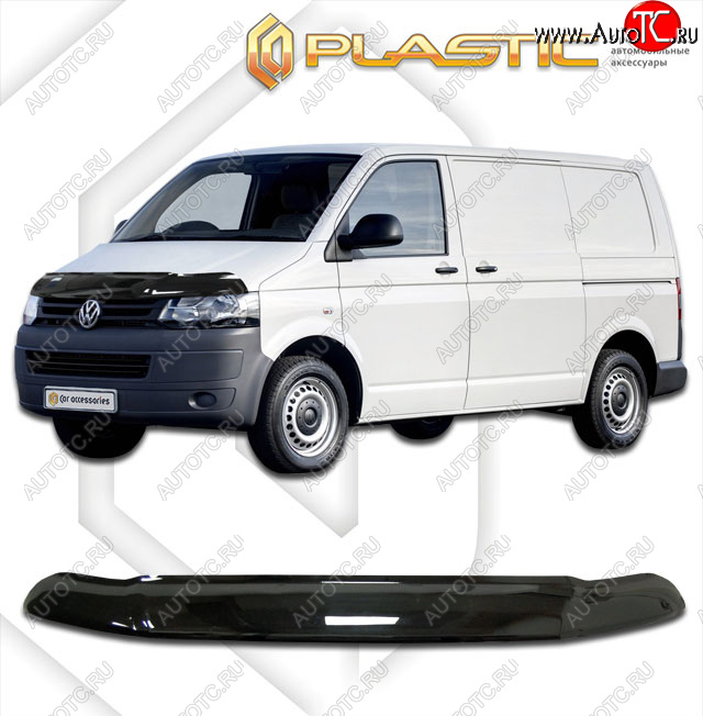 2 779 р. Дефлектор капота (exclusive) CA-Plastic  Volkswagen Caravelle  T5 (2009-2015) рестайлинг (Classic чёрный, Без надписи)  с доставкой в г. Краснодар