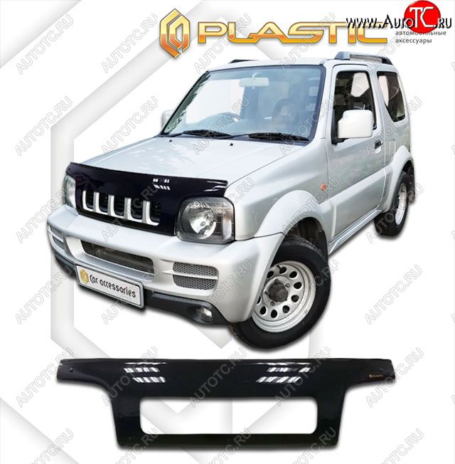 2 459 р. Дефлектор капота (exclusive) CA-Plastic  Suzuki Jimny  JB23/JB43 (1998-2012) дорестайлинг, 1-ый рестайлинг (Classic чёрный, Без надписи)  с доставкой в г. Краснодар