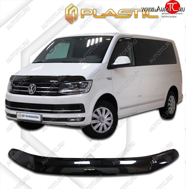 2 779 р. Дефлектор капота (exclusive) CA-Plastic  Volkswagen Caravelle  T6 (2015-2019) дорестайлинг (Classic чёрный, Без надписи)  с доставкой в г. Краснодар