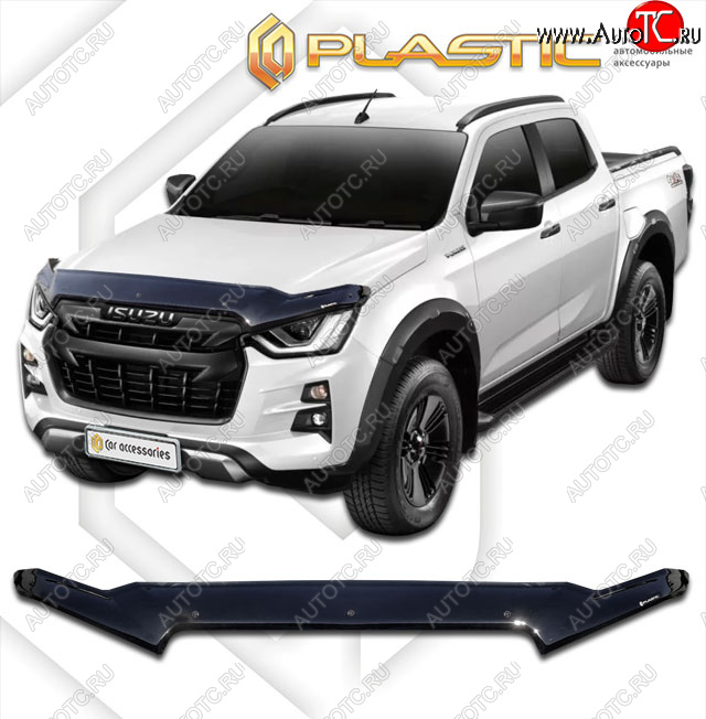 3 099 р. Дефлектор капота (exclusive) CA-Plastic  Isuzu D-Max  RG (2020-2023) DoubleCab (Classic чёрный, Без надписи)  с доставкой в г. Краснодар