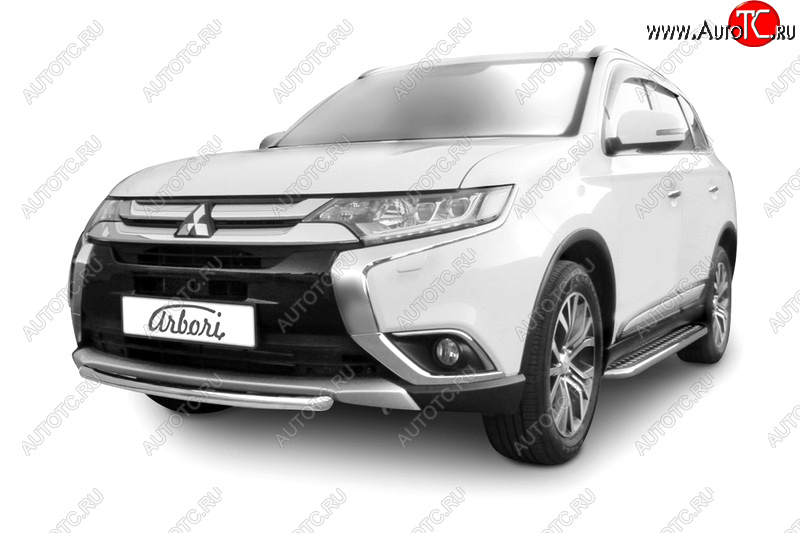 4 499 р. Защита переднего бампера (короткая диаметр 57 мм) Arbori Mitsubishi Outlander GF 2-ой рестайлинг (2015-2018)  с доставкой в г. Краснодар