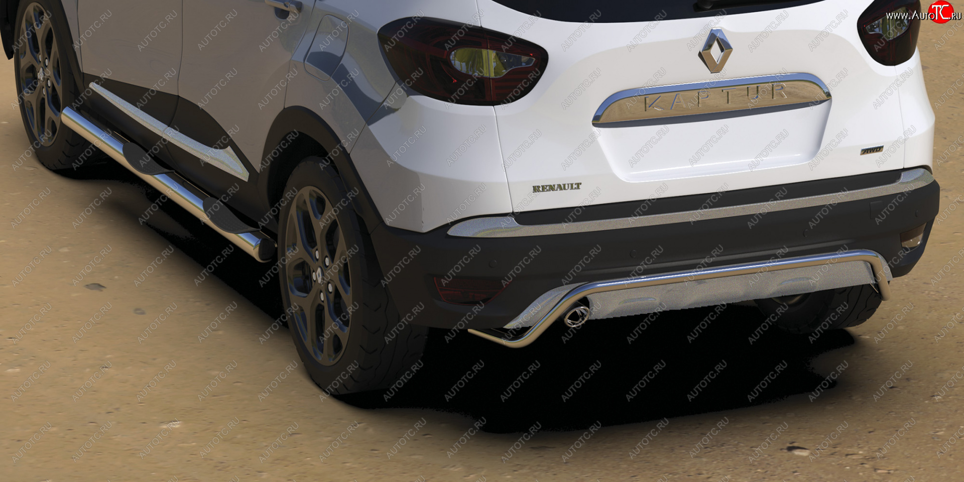 17 849 р. Защита заднего бампера (диаметр 42 мм) Arbori Renault Kaptur дорестайлинг (2016-2020)  с доставкой в г. Краснодар