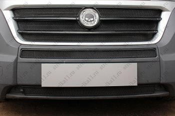 7 699 р. Защитная сетка в бампер (ячейка 3х7 мм, 5 частей) Alfeco Стандарт Fiat Ducato 290 (2014-2025) (Чёрная)  с доставкой в г. Краснодар. Увеличить фотографию 2