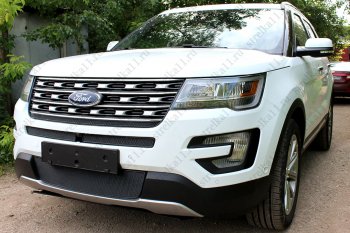 3 999 р. Защитная сетка в бампер (ячейка 4х10 мм, середина) Alfeco Премиум  Ford Explorer  U502 (2015-2018) 1-ый рестайлинг, 5 дв. (Чёрная)  с доставкой в г. Краснодар. Увеличить фотографию 3