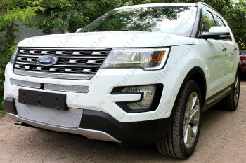 4 199 р. Защитная сетка в бампер (ячейка 4х10 мм, середина) Alfeco Премиум  Ford Explorer  U502 (2015-2018) 1-ый рестайлинг, 5 дв.  с доставкой в г. Краснодар. Увеличить фотографию 3