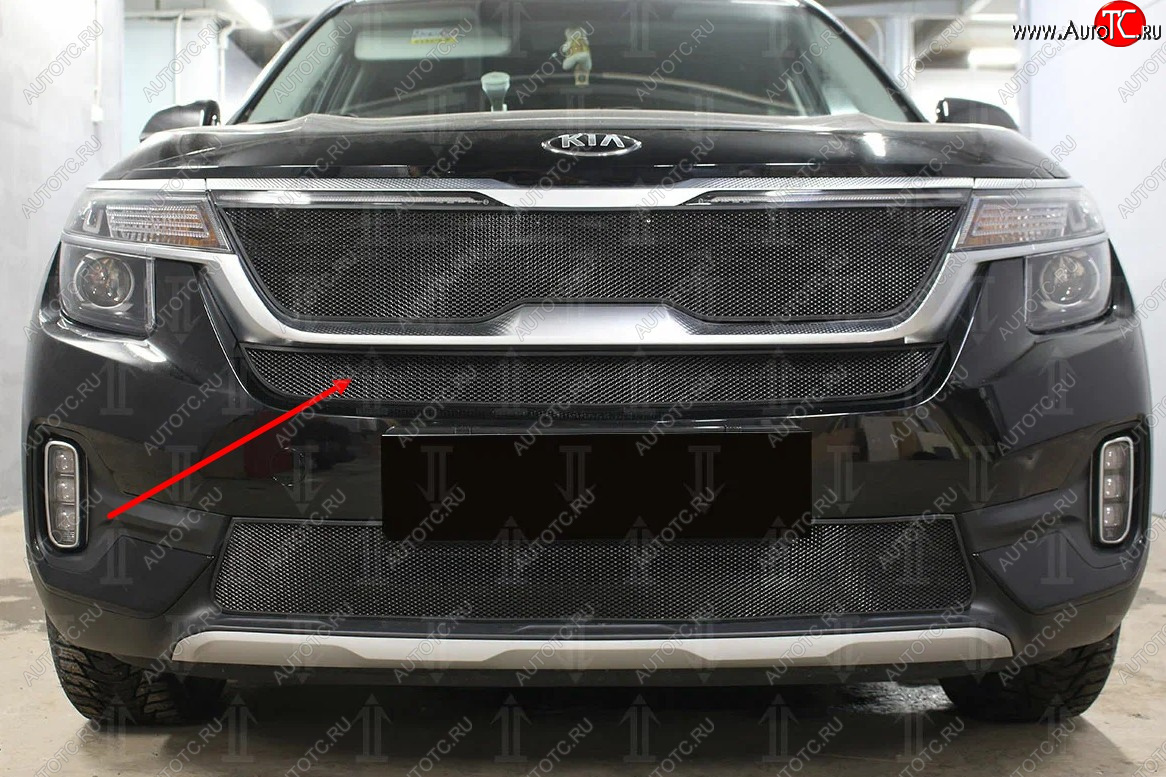 2 579 р.           Защита радиатора KIA Seltos 2019- black середина  KIA Seltos (2019-2024) (черная)  с доставкой в г. Краснодар