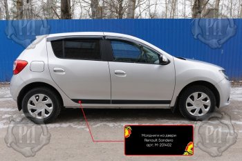 3 799 р. Комплект молдингов на двери (4 шт, узкие) Русская Артель Renault Sandero (B8) дорестайлинг (2014-2018) (Поверхность глянец, Неокрашенные)  с доставкой в г. Краснодар. Увеличить фотографию 1