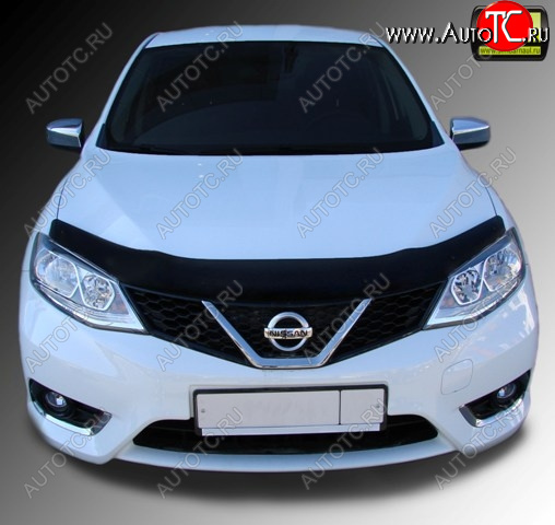 1 329 р. Дефлектор капота SIM Nissan Tiida 2 хэтчбек C13 дорестайлинг (2015-2016)  с доставкой в г. Краснодар