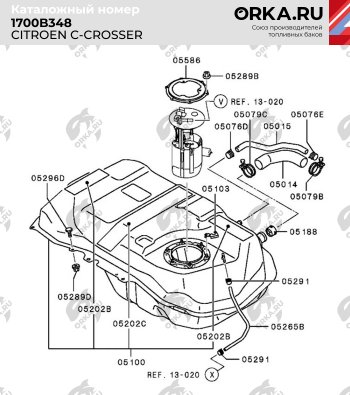 21 449 р. Топливный бак (пластик, 50 л.) BAKPLAST  CITROEN C-crosser (2007-2012)  с доставкой в г. Краснодар. Увеличить фотографию 2