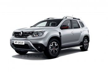 18 089 р. Защита порогов (прямая, Ø63 мм) Petroil Tuning Renault Duster HM рестайлинг (2021-2024) (полированная нержавейка)  с доставкой в г. Краснодар. Увеличить фотографию 1