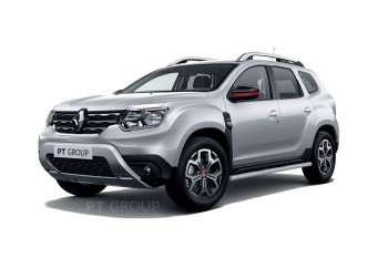 Защита порогов (прямая, Ø63 мм) Petroil Tuning Renault Duster HM (2020-2024)