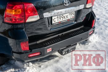 78 999 р. Бампер силовой задний РИФ Toyota Land Cruiser 200 1-ый рестайлинг (2012-2015) (с квадратом под фаркоп и фонарями)  с доставкой в г. Краснодар. Увеличить фотографию 2