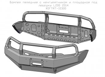 53 999 р. Бампер передний силовой РИФ Mitsubishi Pajero Sport PB рестайлинг (2013-2017) (С защитной дугой и защитой бачка омывателя)  с доставкой в г. Краснодар. Увеличить фотографию 4