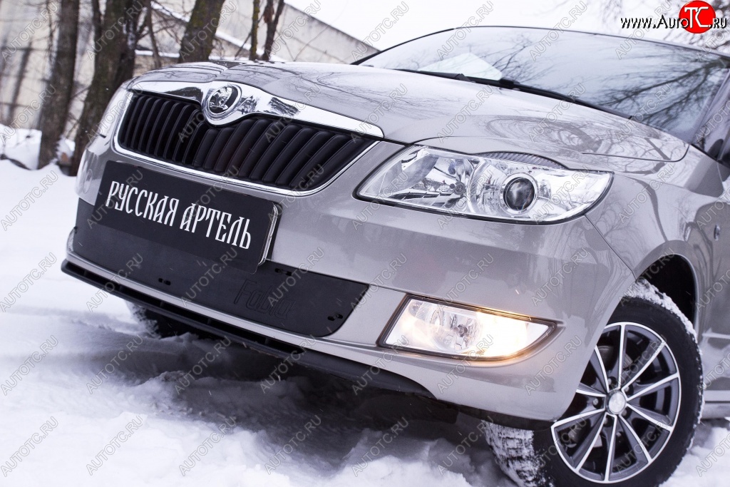 959 р. Зимняя заглушка решетки переднего бампера РА  Skoda Fabia  Mk2 (2010-2014) универсал рестайлинг, хэтчбэк рестайлинг  с доставкой в г. Краснодар