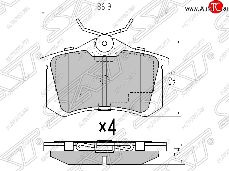 479 р. Колодки тормозные SAT (задние) Audi A3 8LA хэтчбэк 5 дв. дорестайлинг (1996-2000)  с доставкой в г. Краснодар