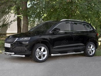 26 999 р. Защита переднего бампера (2 трубы Ø63 мм, нержавейка) SLITKOFF Skoda Karoq NU7 дорестайлинг (2017-2021)  с доставкой в г. Краснодар. Увеличить фотографию 3