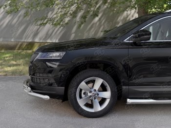 26 999 р. Защита переднего бампера (2 трубы Ø63 мм, нержавейка) SLITKOFF Skoda Karoq NU7 дорестайлинг (2017-2021)  с доставкой в г. Краснодар. Увеличить фотографию 4