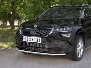 16 999 р. Защита переднего бампера (Ø42 мм, нержавейка) SLITKOFF  Skoda Karoq  NU7 (2017-2021) дорестайлинг  с доставкой в г. Краснодар. Увеличить фотографию 2